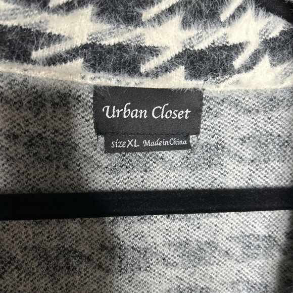 Urban Closet Houndstooth Coat Knit Black and White Soft Cozy Size XL - Picture 8 of 10